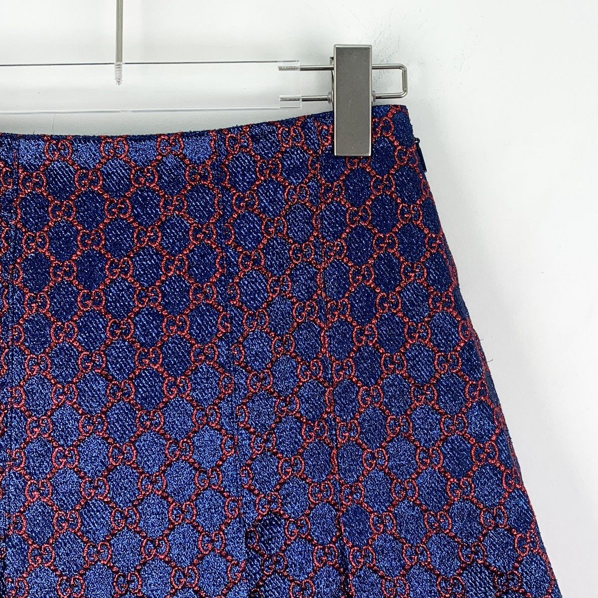 Gucci Gucci Blue Purple All-over Logo Pleated Mini Skirt K26WX Size 25" / US 0 / IT 36 - 3 Thumbnail