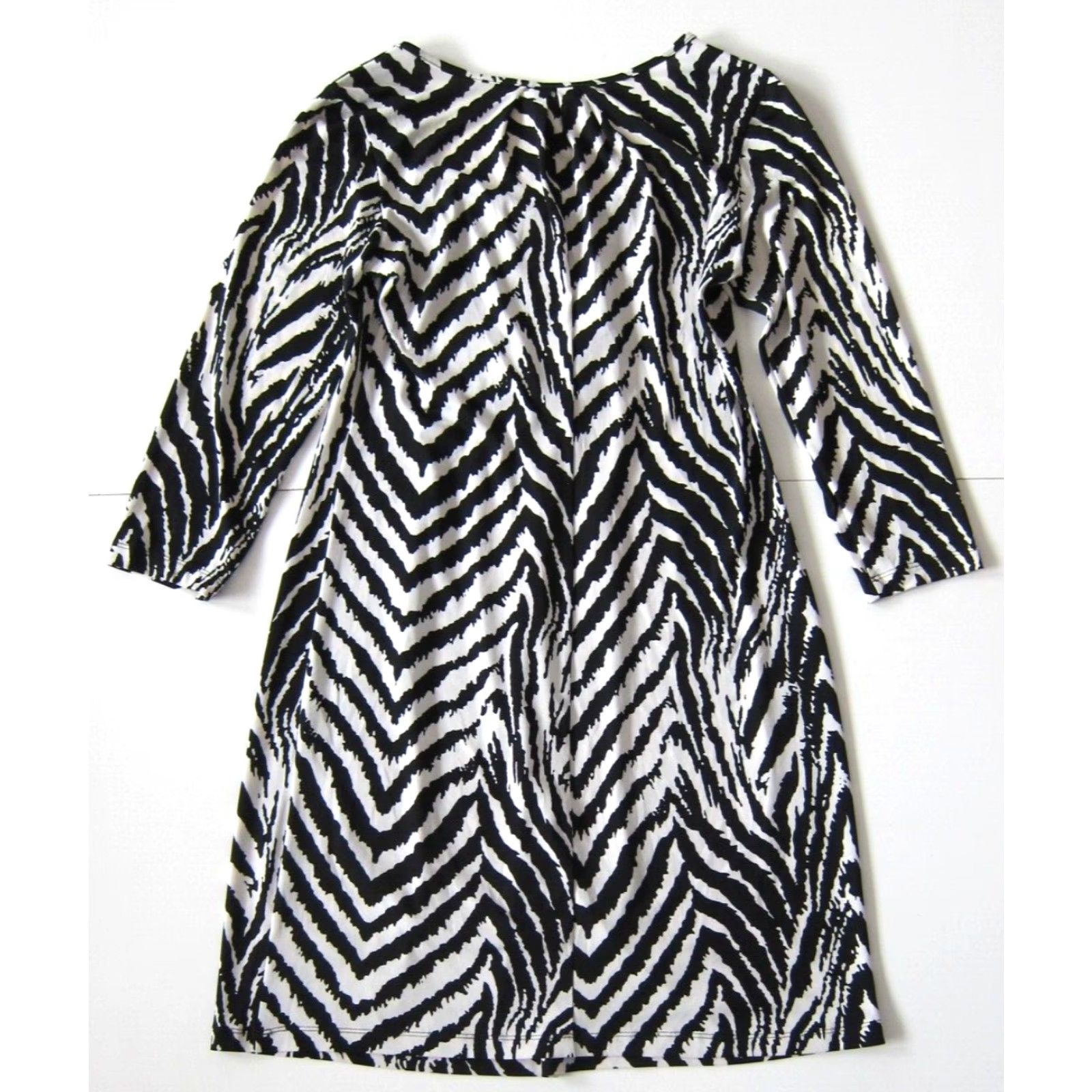 Vintage En Focus Studio Black White Zebra Stretch Beaded A-Line Shift Tunic Dress 4 Size S / US 4 / IT 40 - 2 Thumbnail