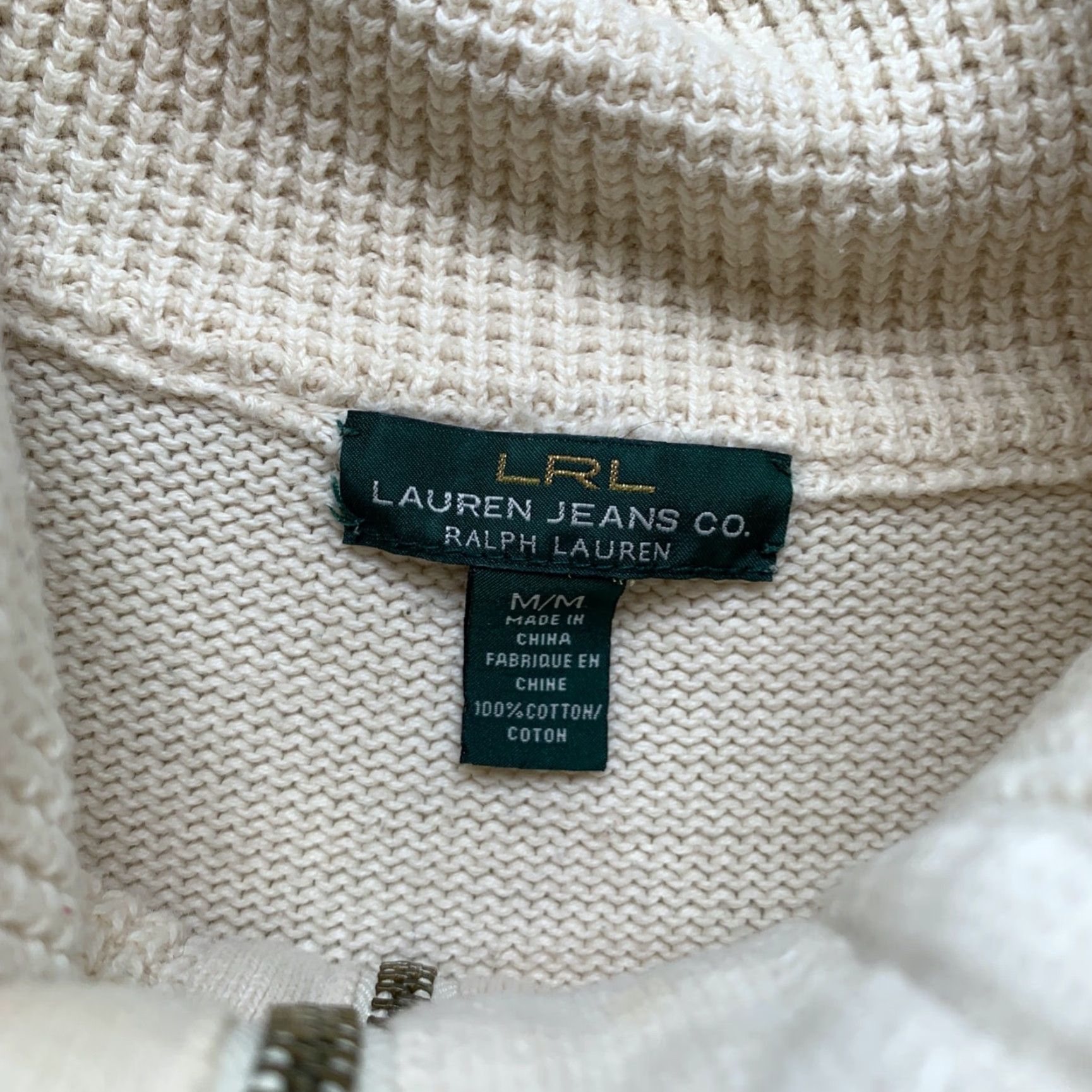 Ralph Lauren Lauren Ralph Lauren Women Knit Sweater Medium White Cowl 1/4 Zip Button Pullover Size M / US 6-8 / IT 42-44 - 3 Thumbnail