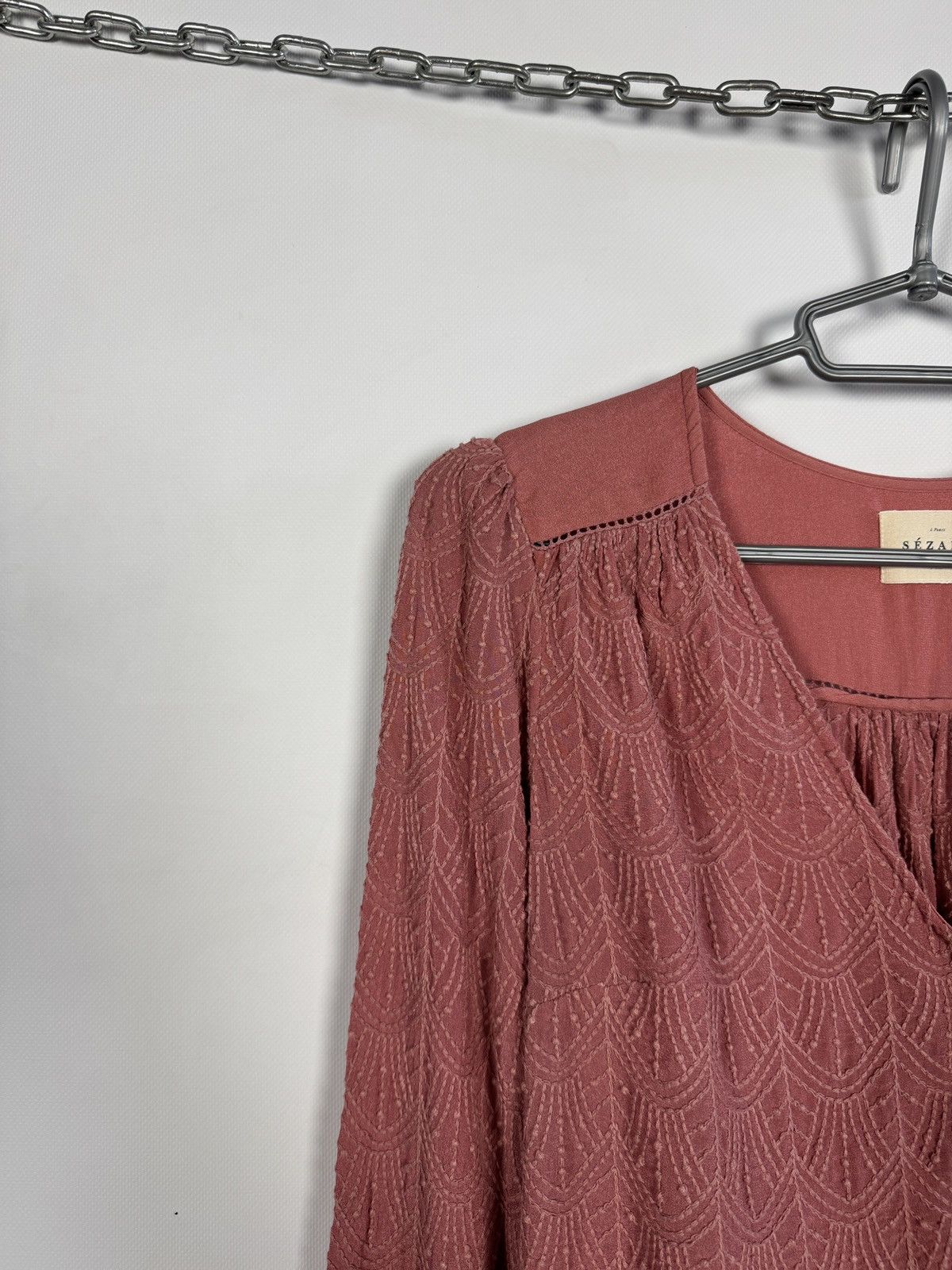 Sezane Sezane Paris Viscose Blouse Textured Long Sleeve Top Sz S/M Size S / US 4 / IT 40 - 3 Thumbnail