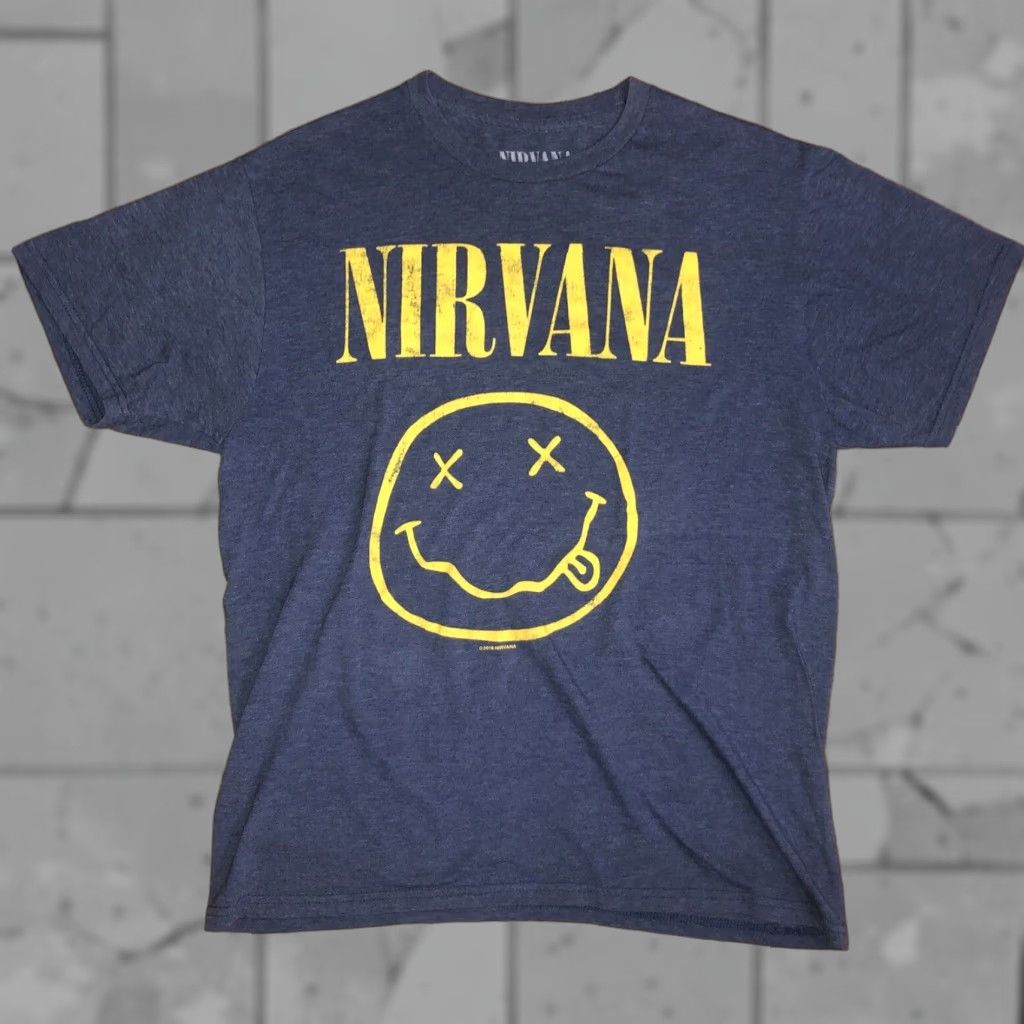 Vintage VINTAGE Nirvana Band T-shirt Men Large Crew Neck Cotton Short Sleeve Blues Yellow 90s Grunge Music Size US L / EU 52-54 / 3 - 1 Thumbnail