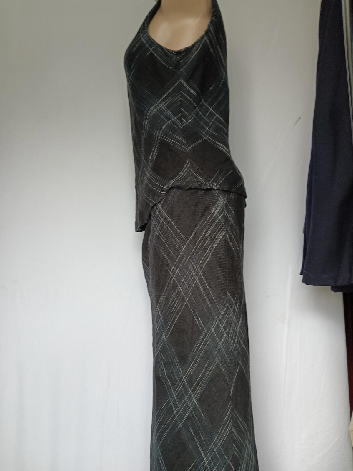 Designer Elegant Black Linen Two-Piece Dress by Valerie Stevens Size M / US 6-8 / IT 42-44 - 2 Thumbnail