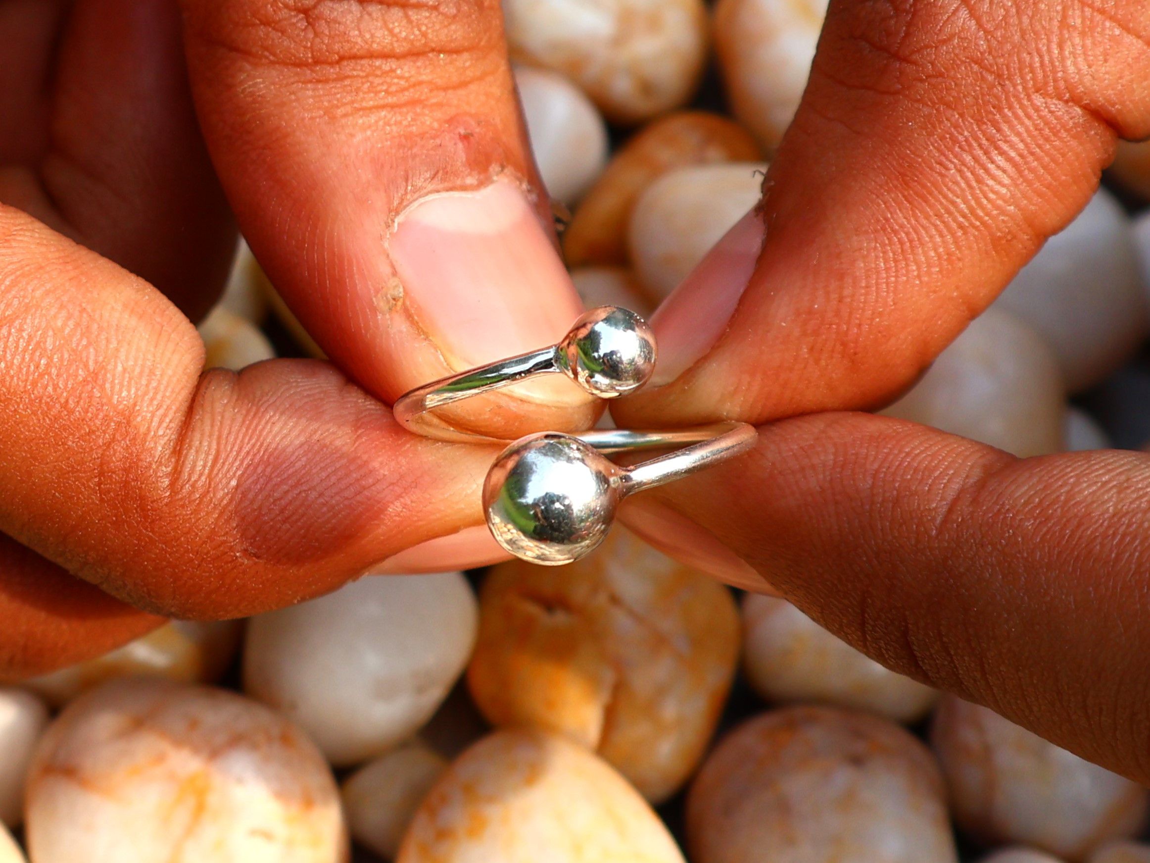 Handmade Double Ball Ring, Handmade Women Ring, Sterling Silver Ring Size ONE SIZE - 9 Thumbnail