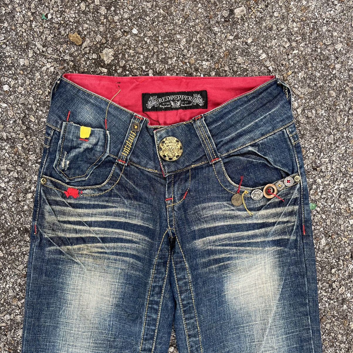 Ed Hardy FLARE JEANS RED PEPPER DENIM BOOT CUT PANT Size 24" / US 00 / IT 34 - 3 Thumbnail