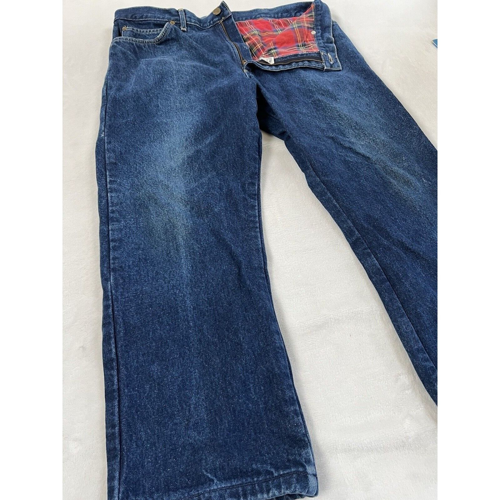 L.L. Bean Vintage LL Bean Blue Denim Jeans Red Flannel Plaid Lined Siz Size US 36 / EU 52 - 2 Thumbnail