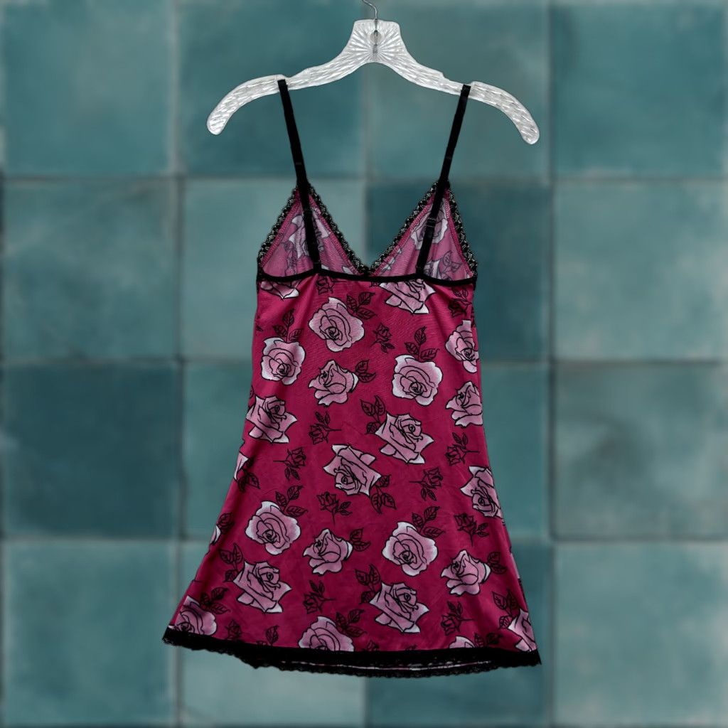 Vintage VINTAGE Y2K Slip Dress Pink Rose Floral Lace Tattoo Rockabilly M Womens Size M / US 6-8 / IT 42-44 - 1 Thumbnail
