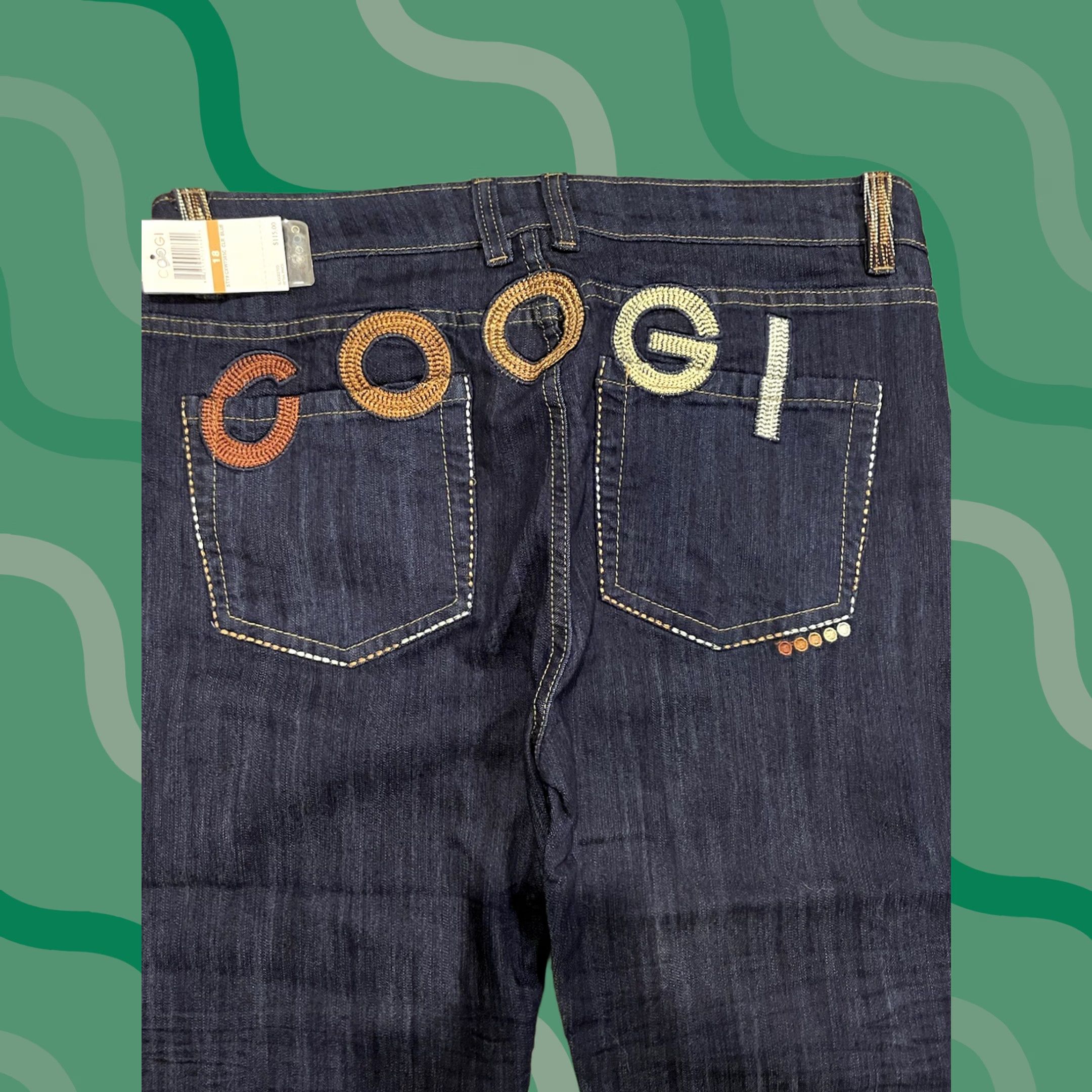 Coogi COOGI Jeans Skinny Hip Hop Embroidered Rainbow Colorful Spellout NWT Size 18 Women Blue 32x20 F200 Size 40" / US 18 - 1 Thumbnail