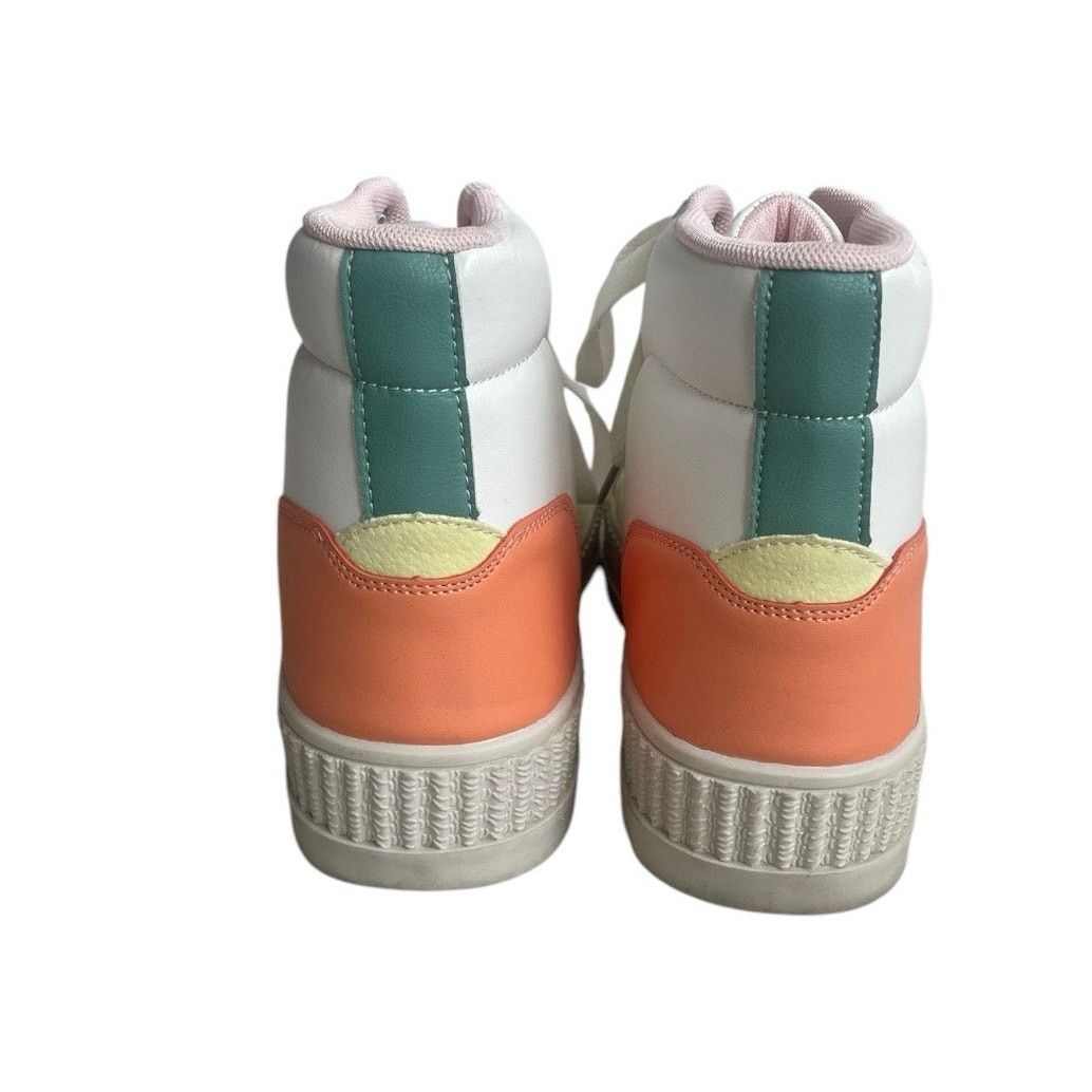 Other Berness Leather White Pastel Color Block Platform Sneakers Size US 8 / IT 38 - 4 Thumbnail