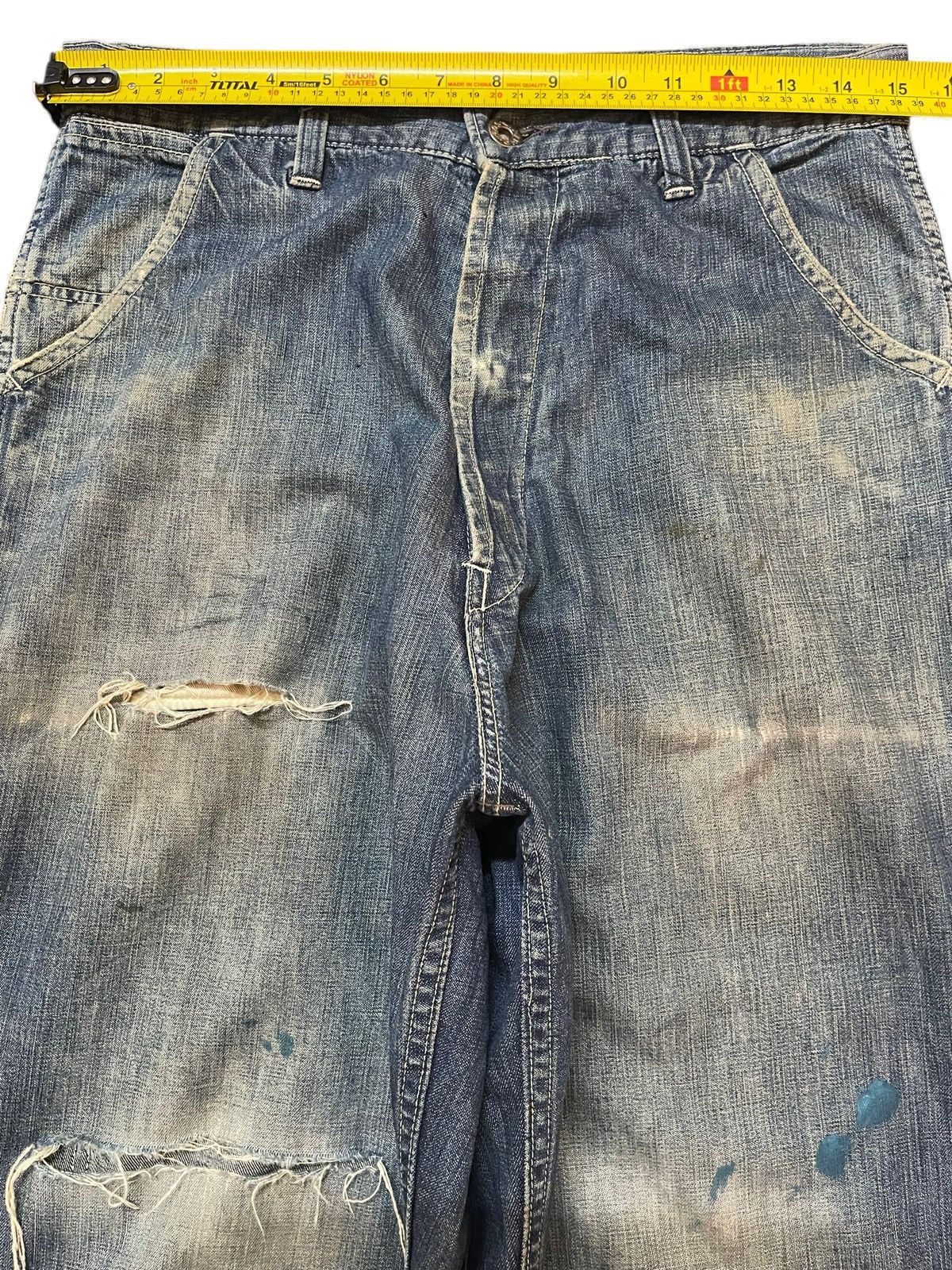 Post Overalls Vintage Japan Post Overall Mud Wash Style Ripped Baggy Jeans Size US 30 / EU 46 - 12 Thumbnail
