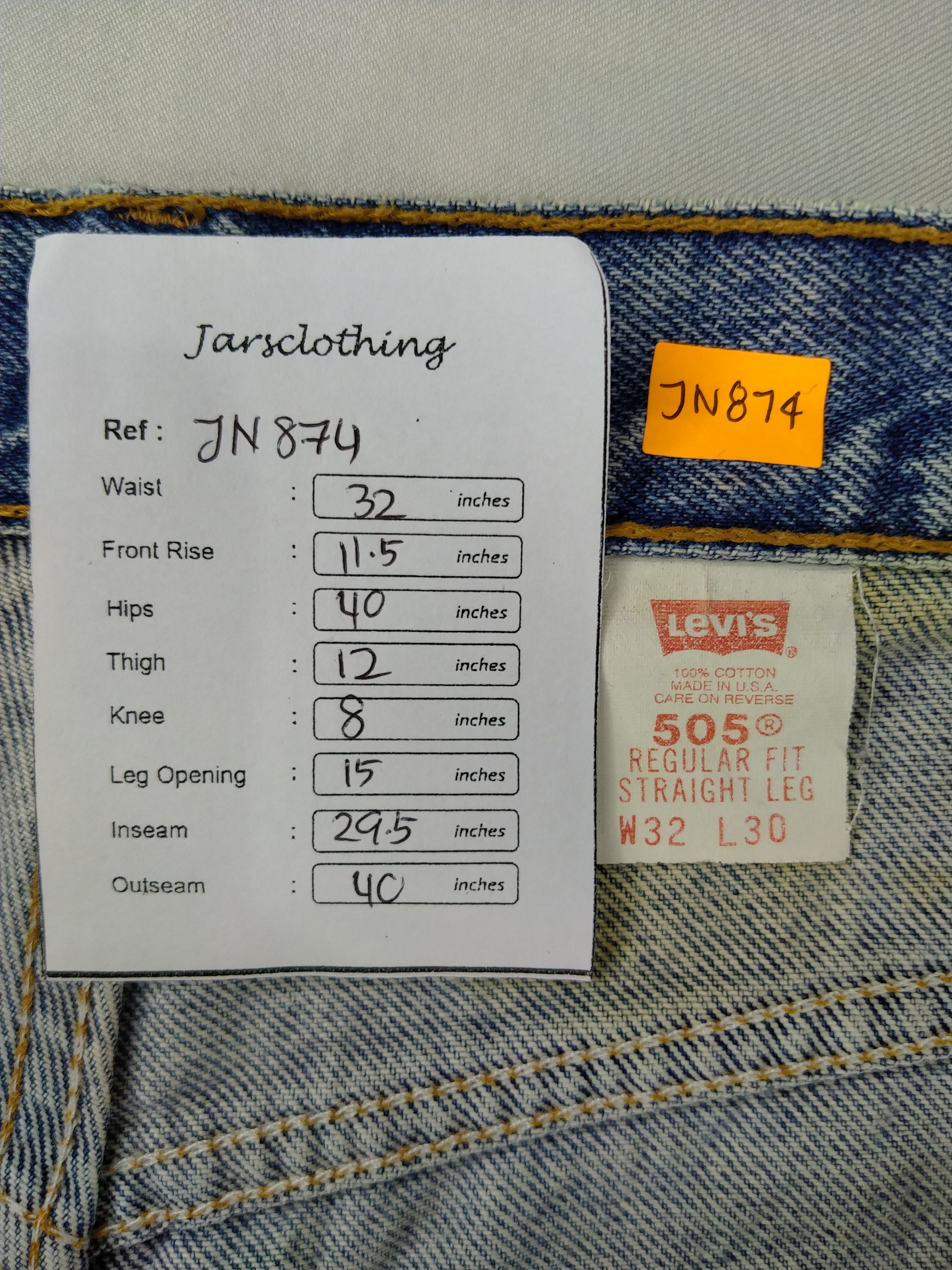 Levi's 90s Dirty Blue Vintage Levi's USA 505 32x29.5 Denim -JN874 Size US 32 / EU 48 - 8 Thumbnail
