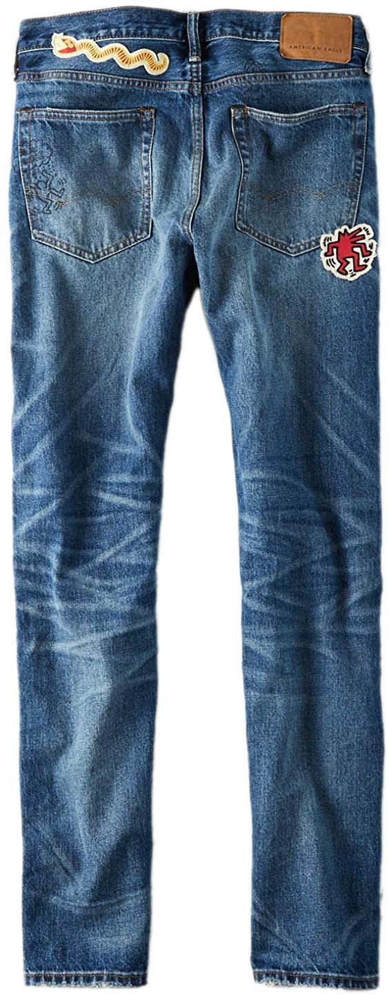 Keith Haring KEITH HARING PATCHES GRAPHICS MEN'S SLIM FIT JEANS Size US 28 / EU 44 - 2 Thumbnail