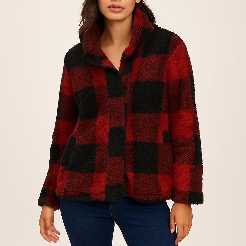 Other Francesca's Harper Heritage Red Buffalo Plaid Jacket Small Size S / US 4 / IT 40 - 1 Thumbnail