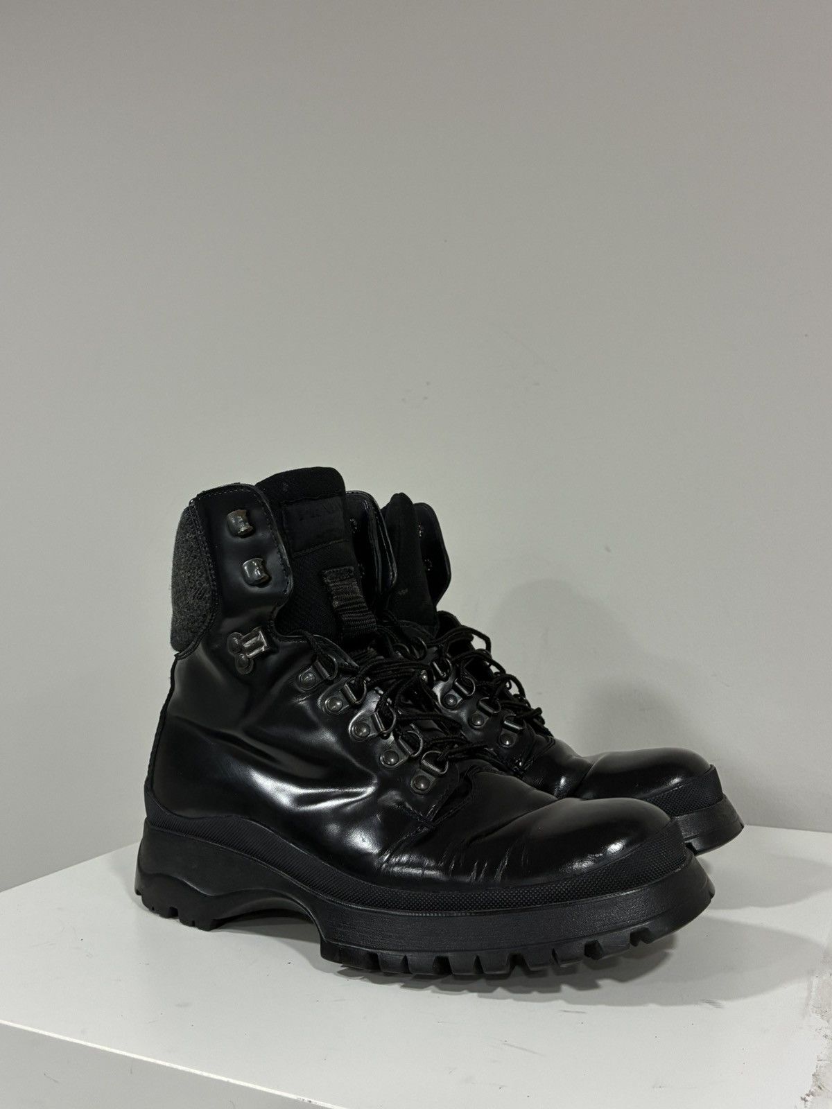 Prada Leather Hiking Boot size 6 USA 8 EU 41 Size US 8 / EU 41 - 3 Thumbnail