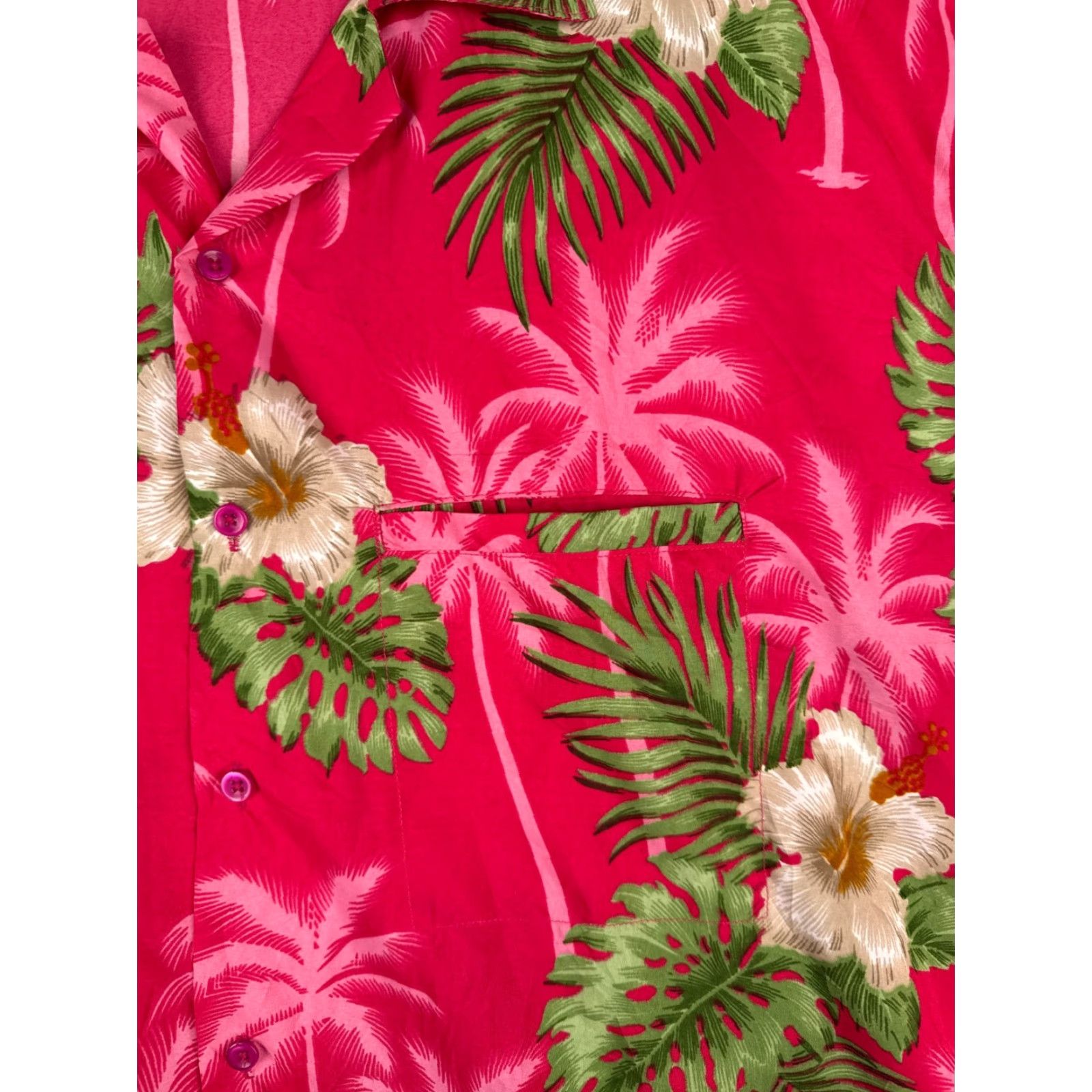 Vintage VHO Shirt Mens 3XL XXXL Pink Green Floral Hawaiian Hibiscus Palm Tree Terivoile Shirt Size US XXL / EU 58 / 5 - 6 Thumbnail