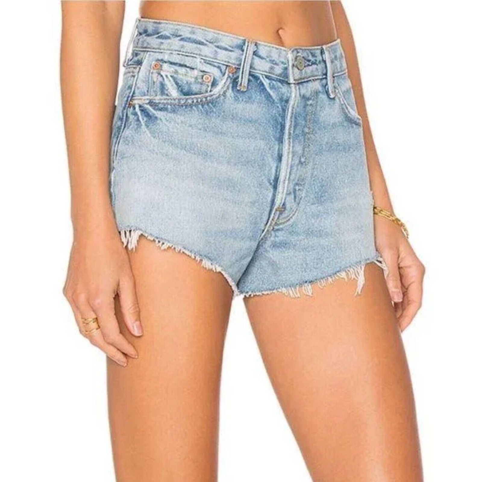 Grlfrnd Cindy Can't Get Enough High Rise Cut Off Shorts Light offers Wash 31 Button Fly