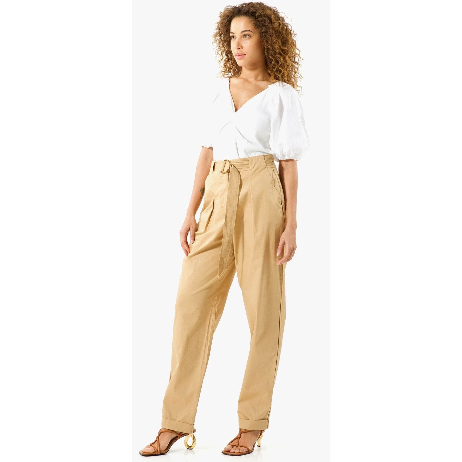 Tanya Taylor Tanya Taylor Tyler Pleated Belted Cuffed Pants Tan size 2 Size 26" / US 2 / IT 38 - 6 Thumbnail