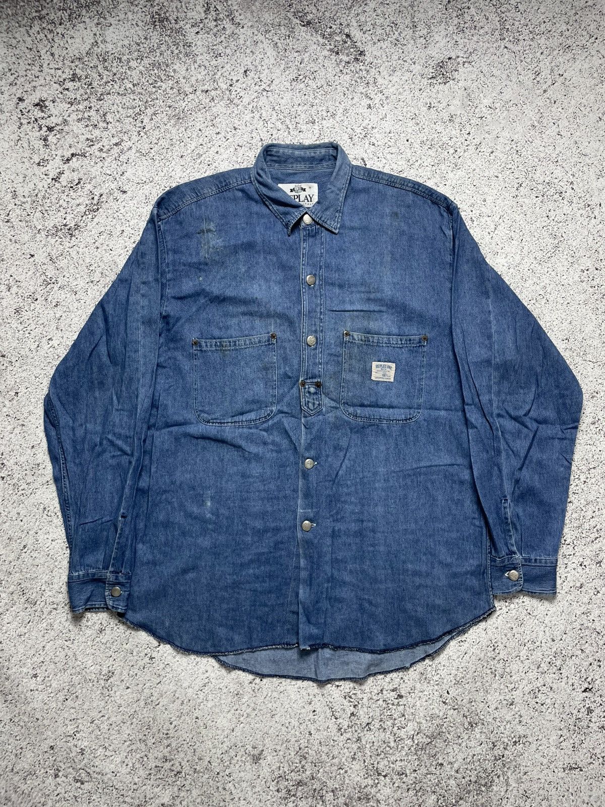 Replay Replay vintage Denim Shirt Made in Italy Chambray Naval Size US L / EU 52-54 / 3 - 1 Thumbnail