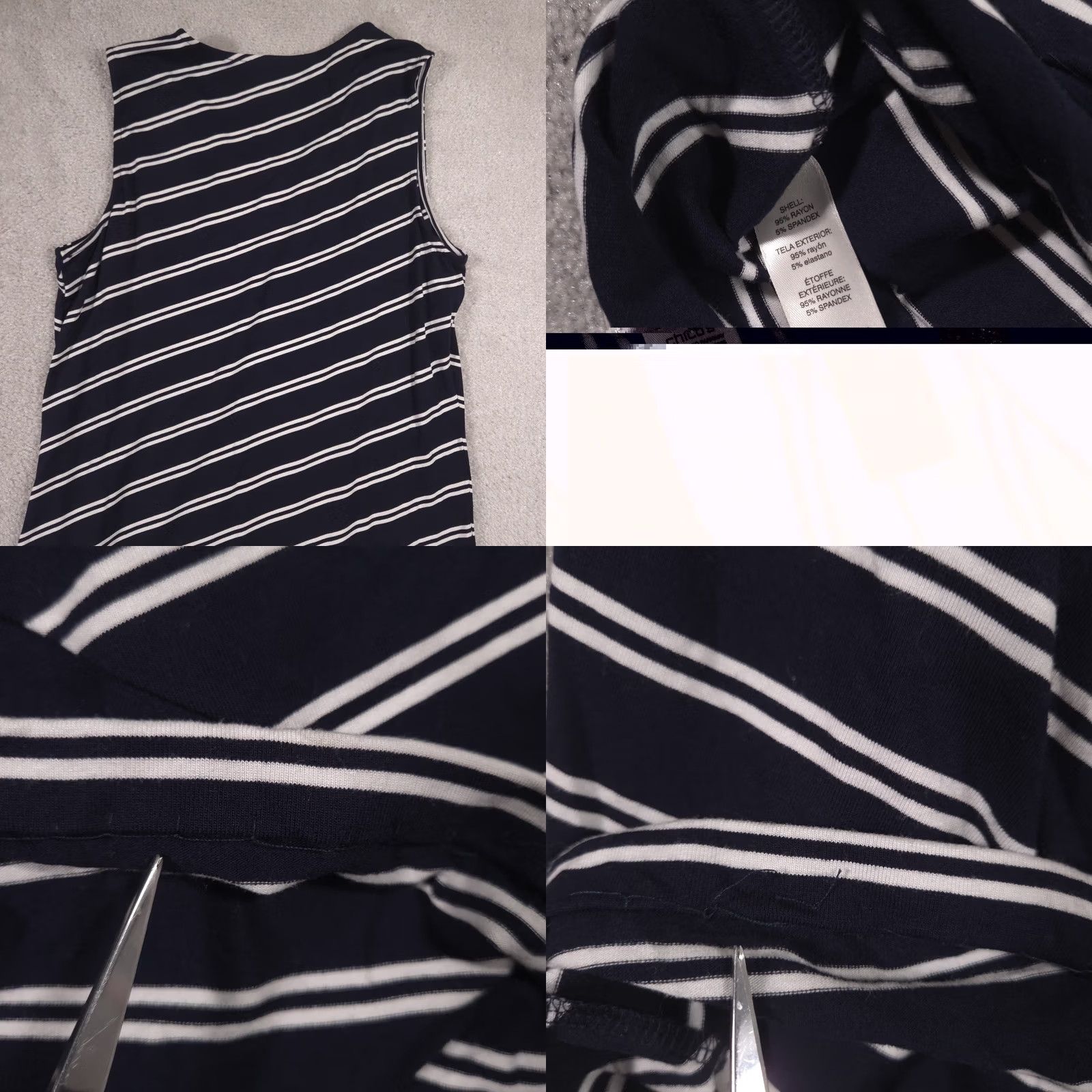 Vintage Chico's Maxi Dress Women's 1 Blue Stripe Asymmetrical Hem Sleeveless Pullover Size XS / US 0-2 / IT 36-38 - 8 Thumbnail