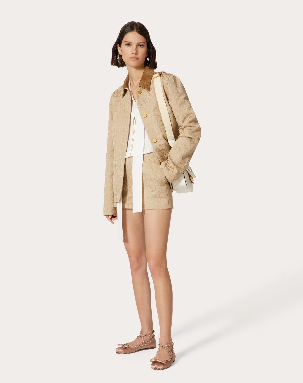 Valentino o1s1wg110525 Toile Iconographe Cotton Shorts in Beige Size 30" / US 8 / IT 44 - 3 Thumbnail