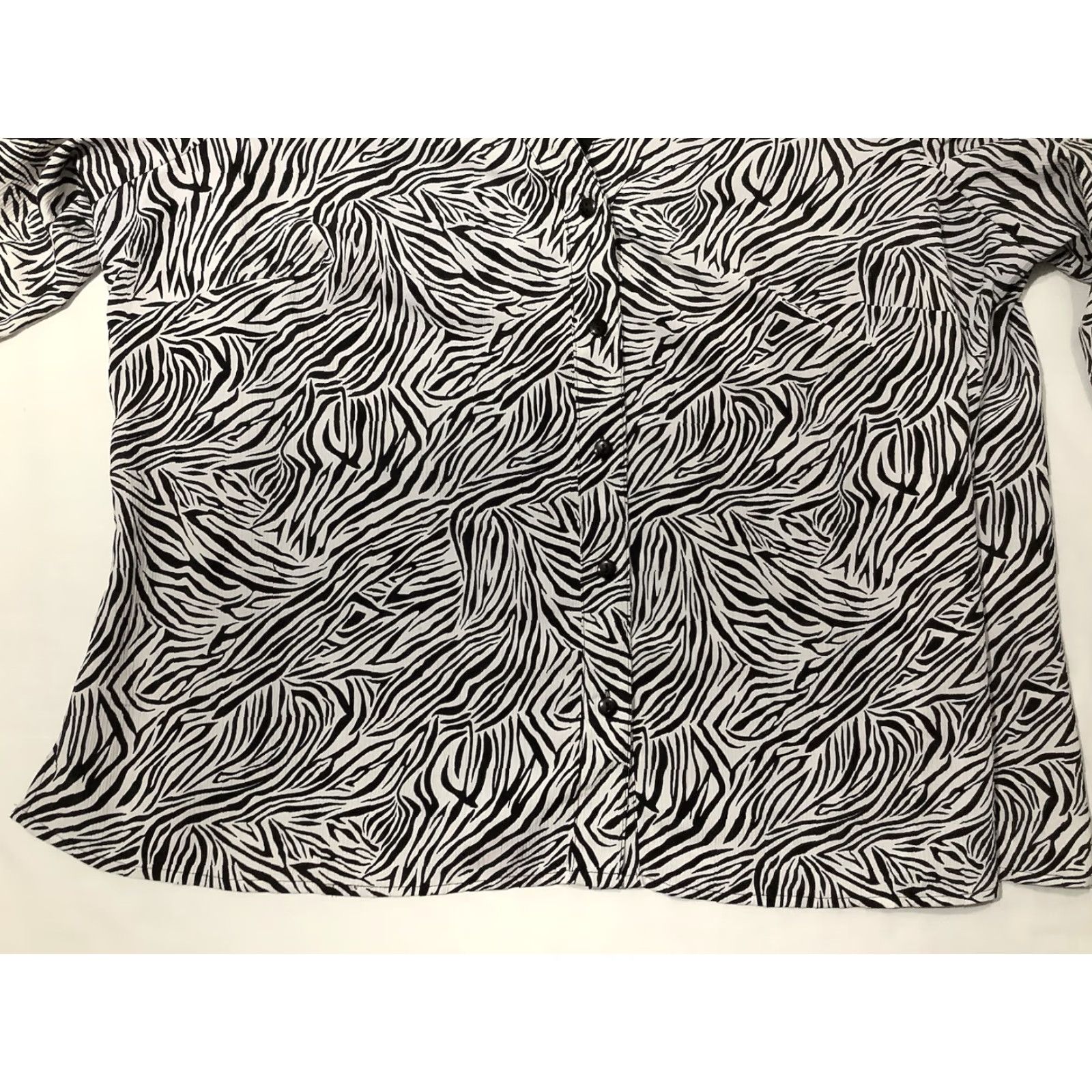 Vintage Notations Shirt Womens 3X Black White Striped Button Front 3/4 Sleeve Business Blouse Size XXL / US 16-18 / IT 52-54 - 3 Thumbnail