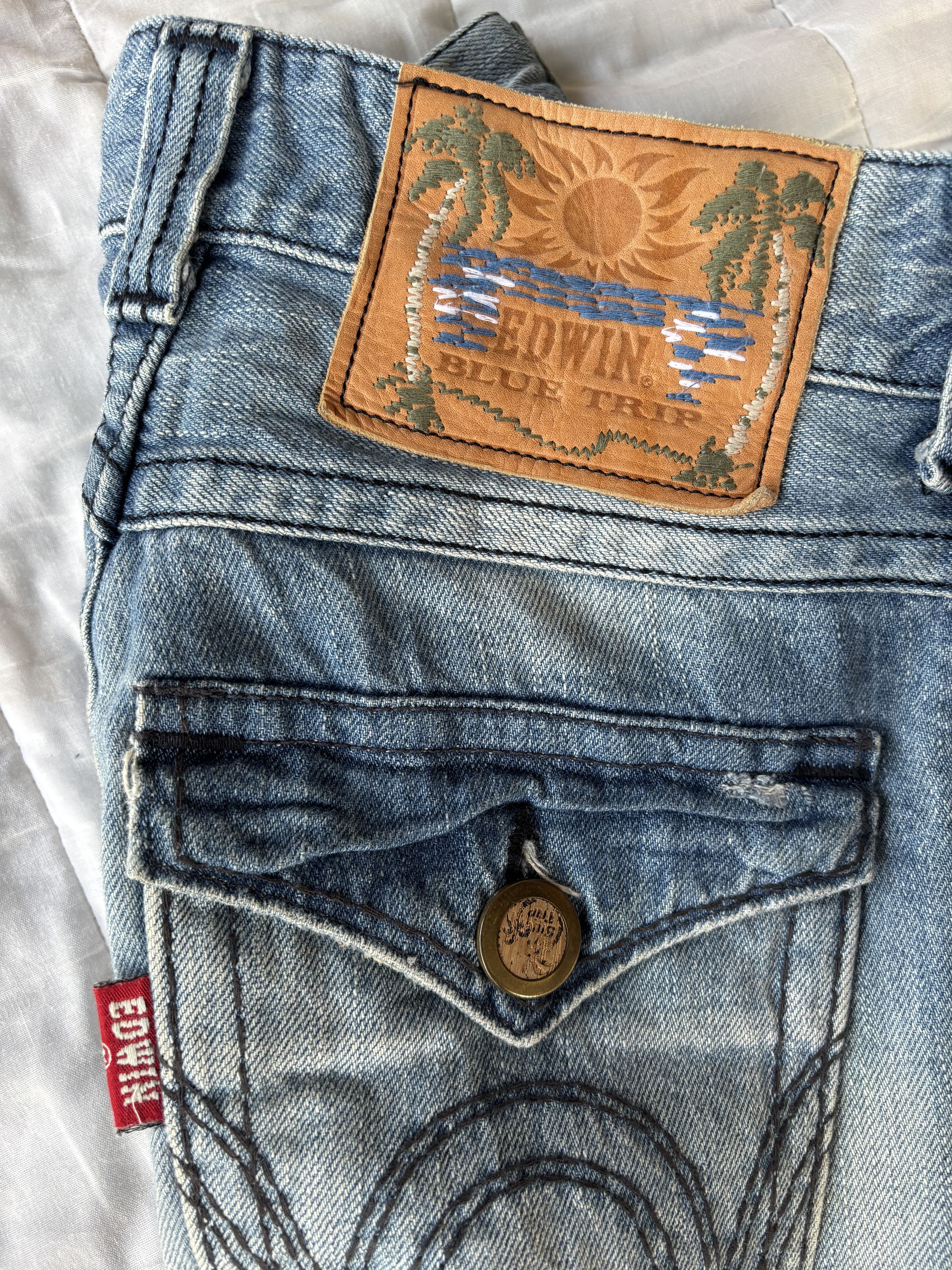 Edwin × Kapital Edwin Blue Trip Flared Bootcut Distressed Denim Jean Size 28" / US 6 / IT 42 - 10 Thumbnail