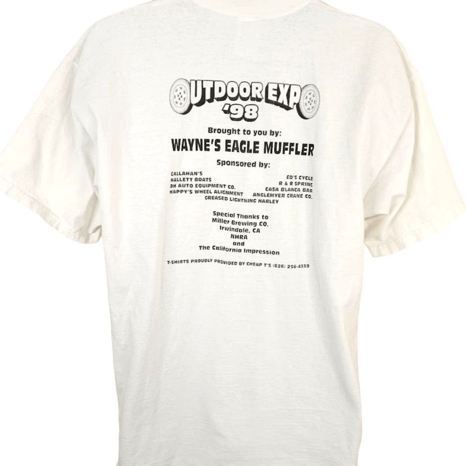 Fruit Of The Loom VINTAGE Car Show T Shirt Mens XL White 90s Outdoor Expo NHRA Miller USA Size US XL / EU 56 / 4 - 4 Thumbnail