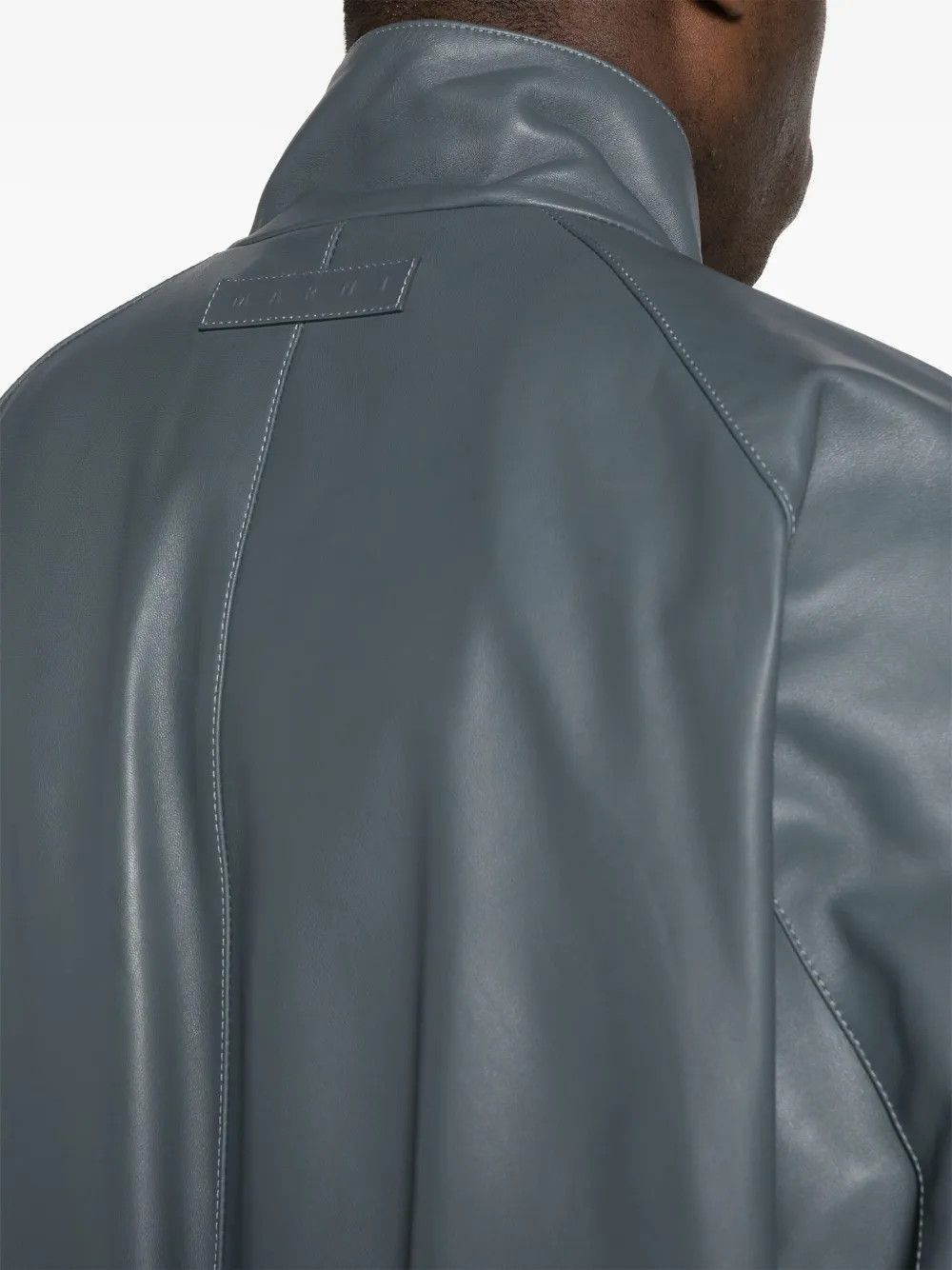 Marni o1w1db11125 Leather Bomber Jacket in Grey Size US L / EU 52-54 / 3 - 5 Thumbnail