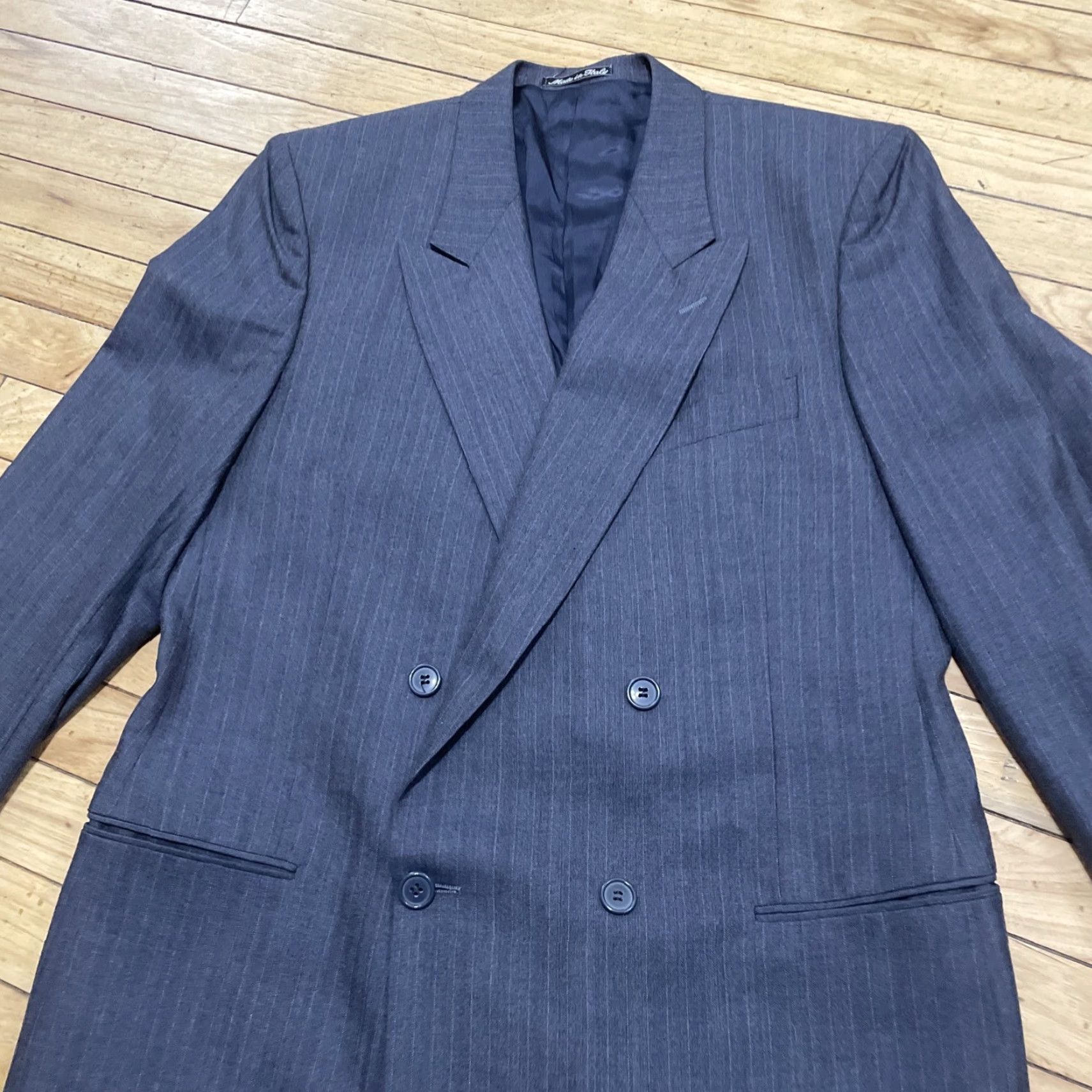 VINTAGE Giorgio Armani MANI Sport Coat Jacket Men 41R Wool Dark Gray Red Italy Blazer