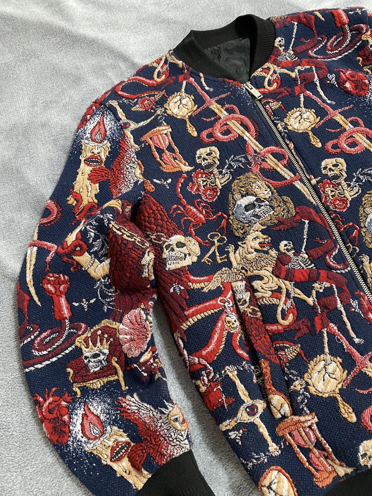 Japanese Brand All-Over Embroidery Skelet Bomber Gothic Aesthetic japanese Size US S / EU 44-46 / 1 - 6 Thumbnail
