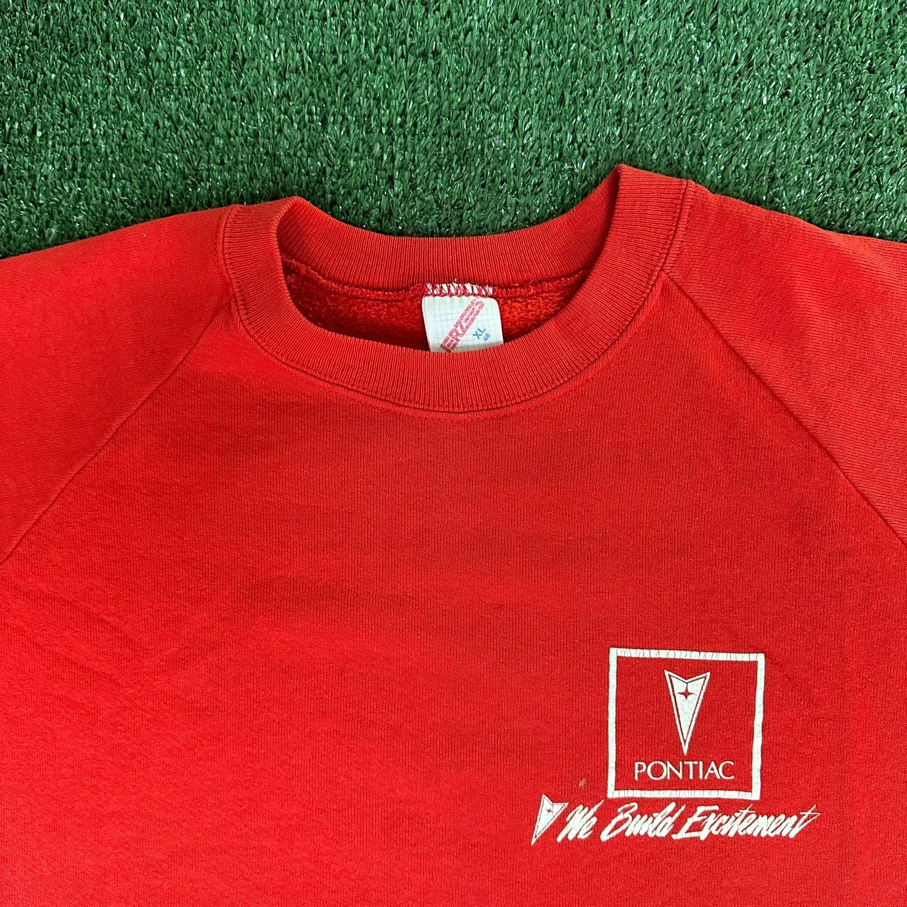 Jerzees Vintage 80s Pontiac Crewneck Sweatshirt Red Auto Racing Logo Size US L / EU 52-54 / 3 - 2 Thumbnail