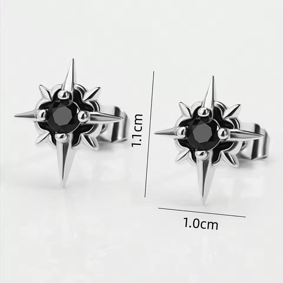 Jewelry Star Stud Earrings for Men Women Streetwear Hip Hop Size ONE SIZE - 3 Thumbnail