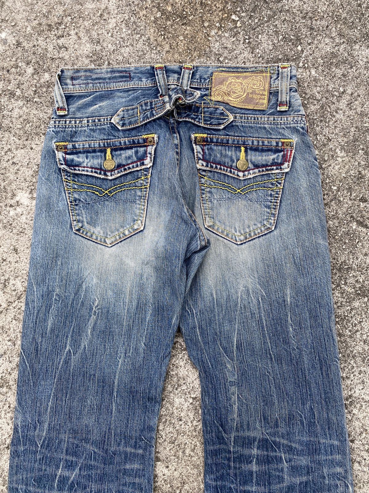 Japanese Brand Flare Brappers Japan Buckle Back Faded Distressed Denim Size US 28 / EU 44 - 11 Thumbnail