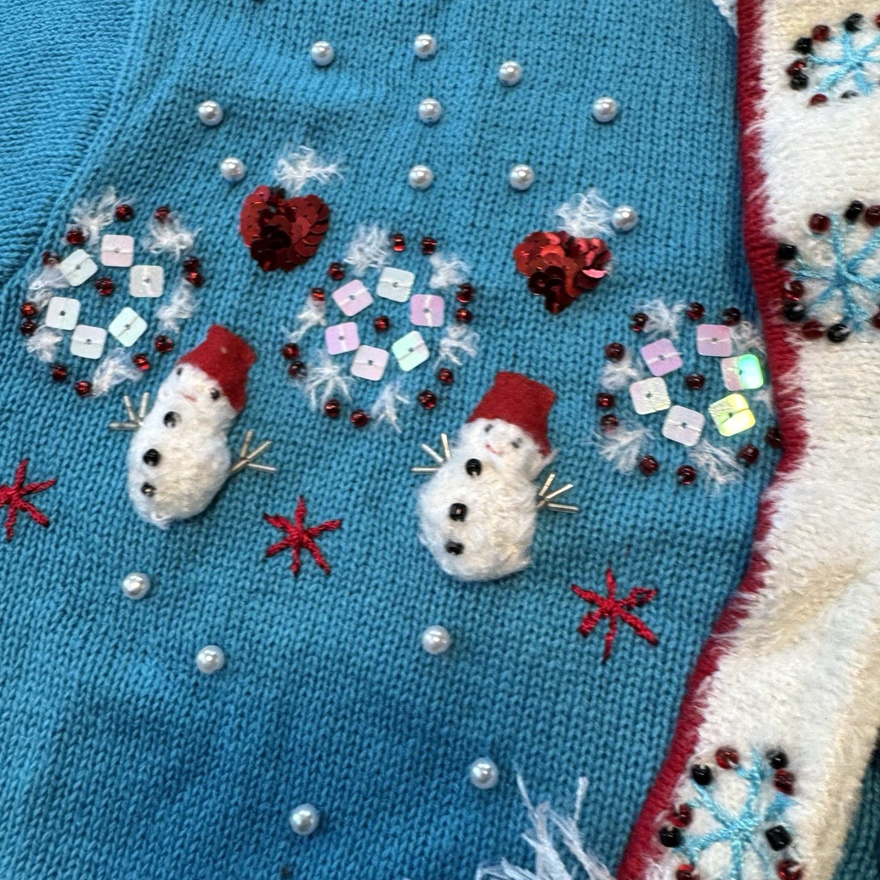 Vintage VINTAGE Storybook Knits Christmas Button Sweater Women’s M Snowman Winter Cardigan Knits Beaded Embroidered Blue Navy M Size M / US 6-8 / IT 42-44 - 4 Thumbnail
