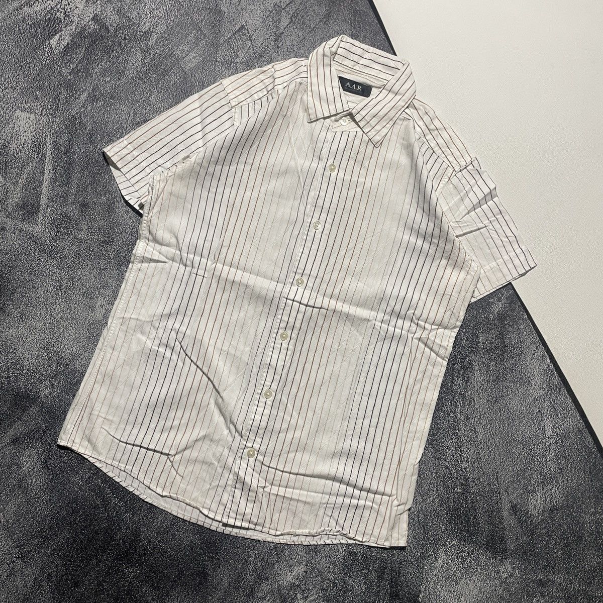 Supreme × Vanson Leathers × Yohji Yamamoto Vintage A.A.R Against All Risk Striped Shirts Size US M / EU 48-50 / 2 - 2 Thumbnail