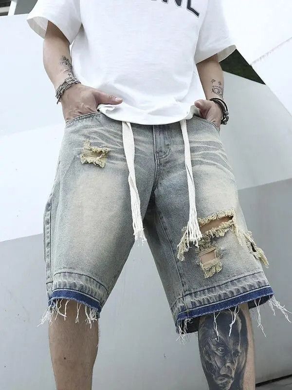 Jean Kokubu x Kubo Jorts Vintage Washed Distressed Denim Size US 34 / EU 50 - 6 Thumbnail