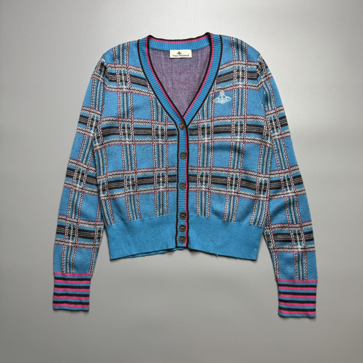 Vivienne Westwood Vivienne Westwood - Madras Checkered Wool Cardigan (Rare) Size M / US 6-8 / IT 42-44 - 1 Thumbnail