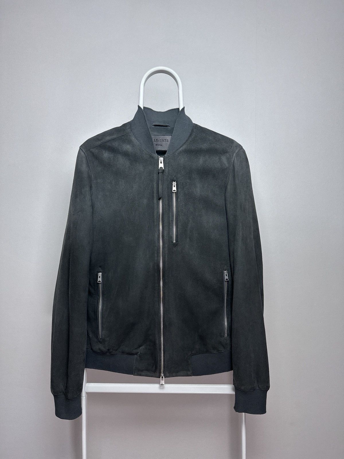 AllSaints Kemble Bomber Suede Leather Jacket Size S