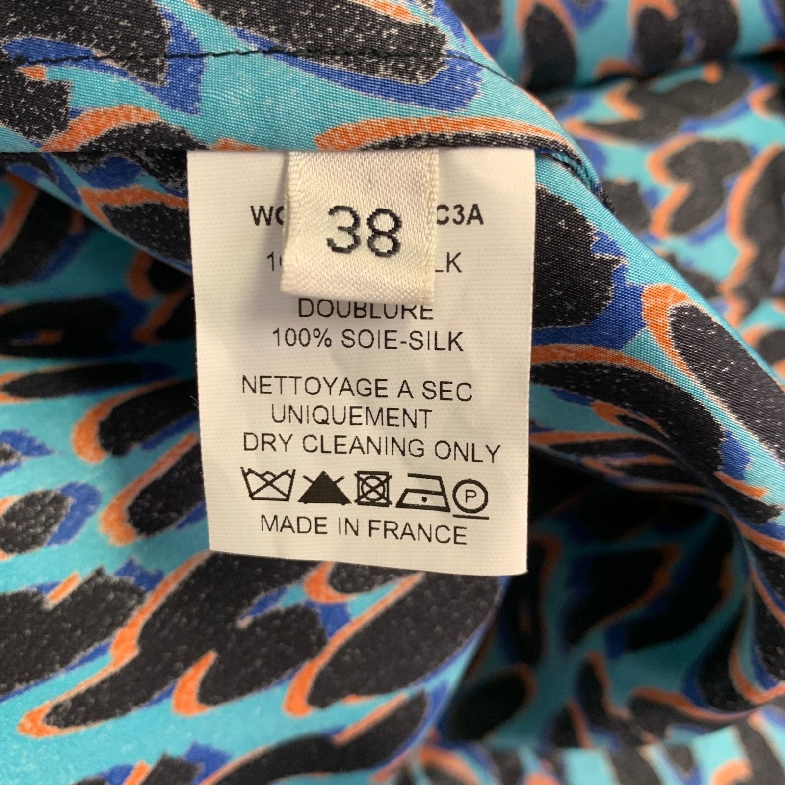 Lanvin Blue Black Orange Silk Animal Print Hook Eye Closure Coat Size S / US 4 / IT 40 - 6 Thumbnail
