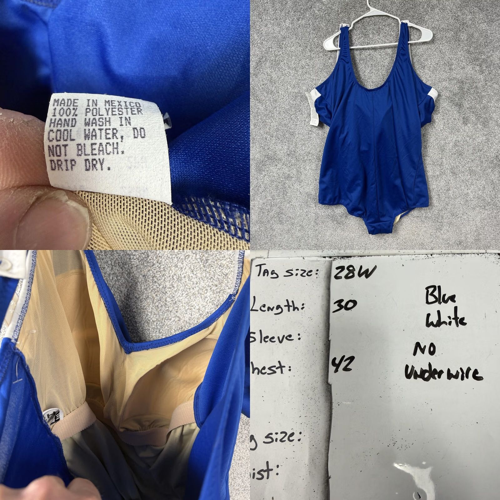 Vintage Vtg 90s THE Swimwear One Piece Swimsuit 28W Plus Tummy Control Pool Party Summer - Women - Blue - Tank - Nice Fit Size ONE SIZE - 8 Thumbnail