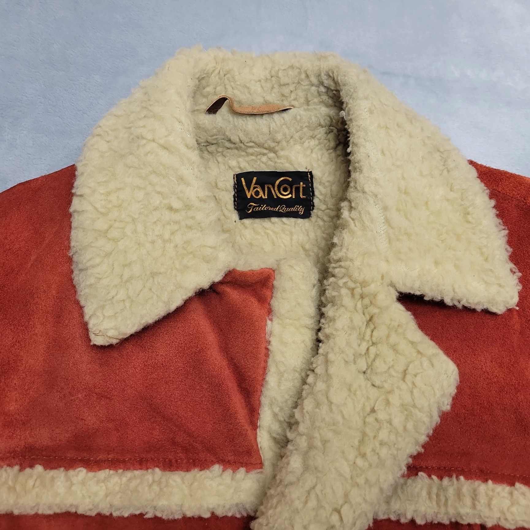 Vintage VINTAGE VTG Suede leather Jacket Mens 40 Rust Orange Western Rancher Cowboy Vancourt 70s Size US XXS / EU 40 - 7 Thumbnail