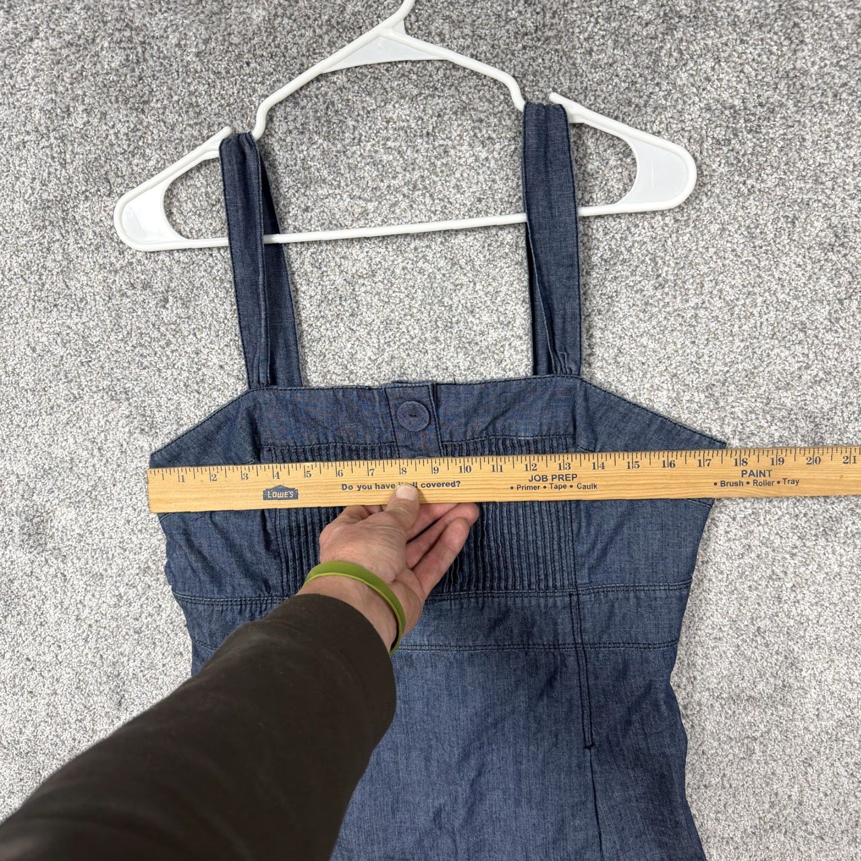 Vintage VINTAGE Calvin Klein Jeans Sundress L Blue Denim 90s Grunge Retro Square Neck Sleeveless Strappy Short Dress Women's Casual Summer Size 36" / US 14 / IT 50 - 2 Thumbnail