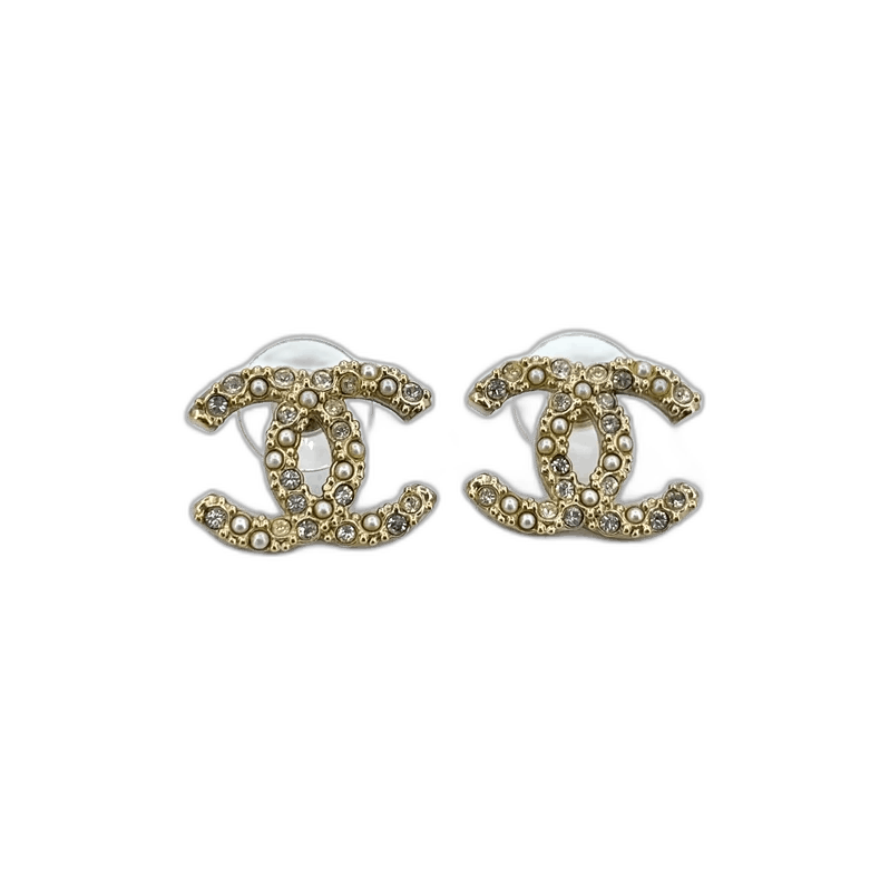 Chanel Chanel Gold CC Pearl Stud Earrings Size ONE SIZE - 1 Thumbnail