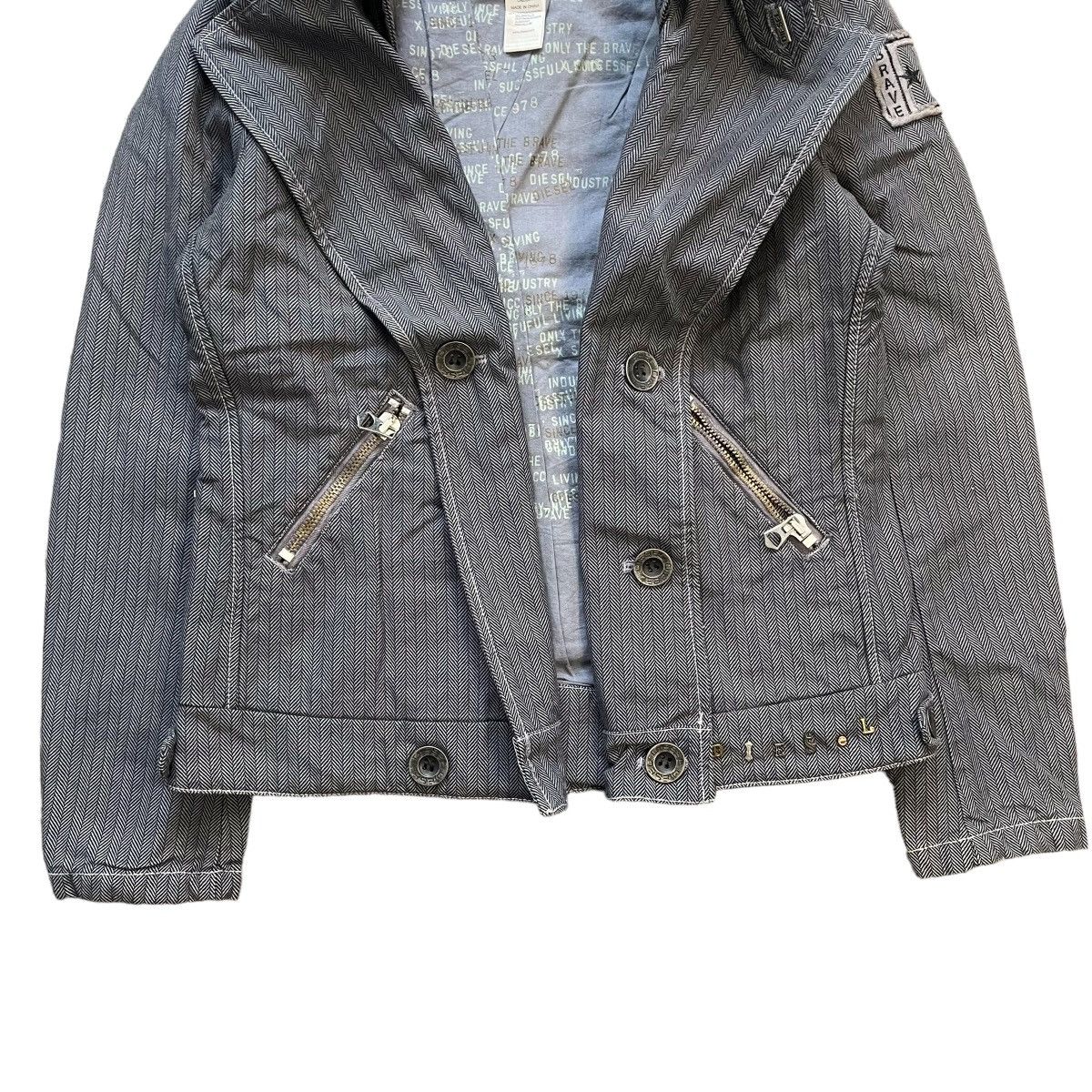 Diesel × Vintage VINTAGE Y2K DIESEL HERRINGBONE PEA COAT Size XS / US 0-2 / IT 36-38 - 4 Thumbnail