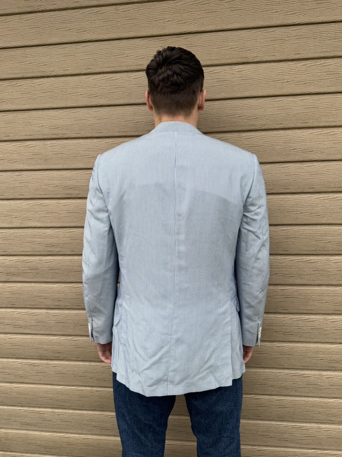 Ermenegildo Zegna Ermenegildo Zegna Soft Silk Blazer 52R Seersucker Luxury Size 42R - 14 Thumbnail