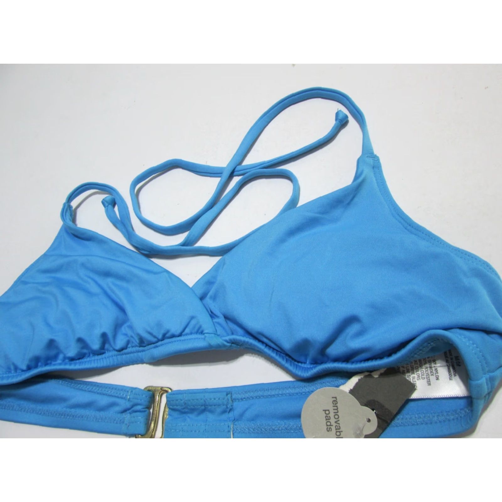 Mossimo Mossimo Womens Bikini Top Blue Bralette Lined Halter Swim Beachwear Size M Size M / US 6-8 / IT 42-44 - 3 Thumbnail