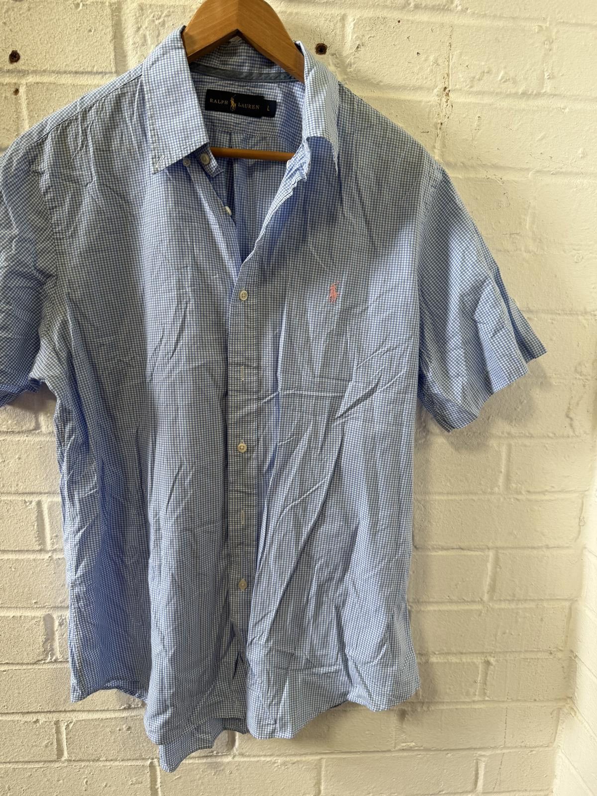 Polo Ralph Lauren Ralph Lauren Men's Light Blue Checkered Short Sleeve Casual Size US L / EU 52-54 / 3 - 1 Thumbnail