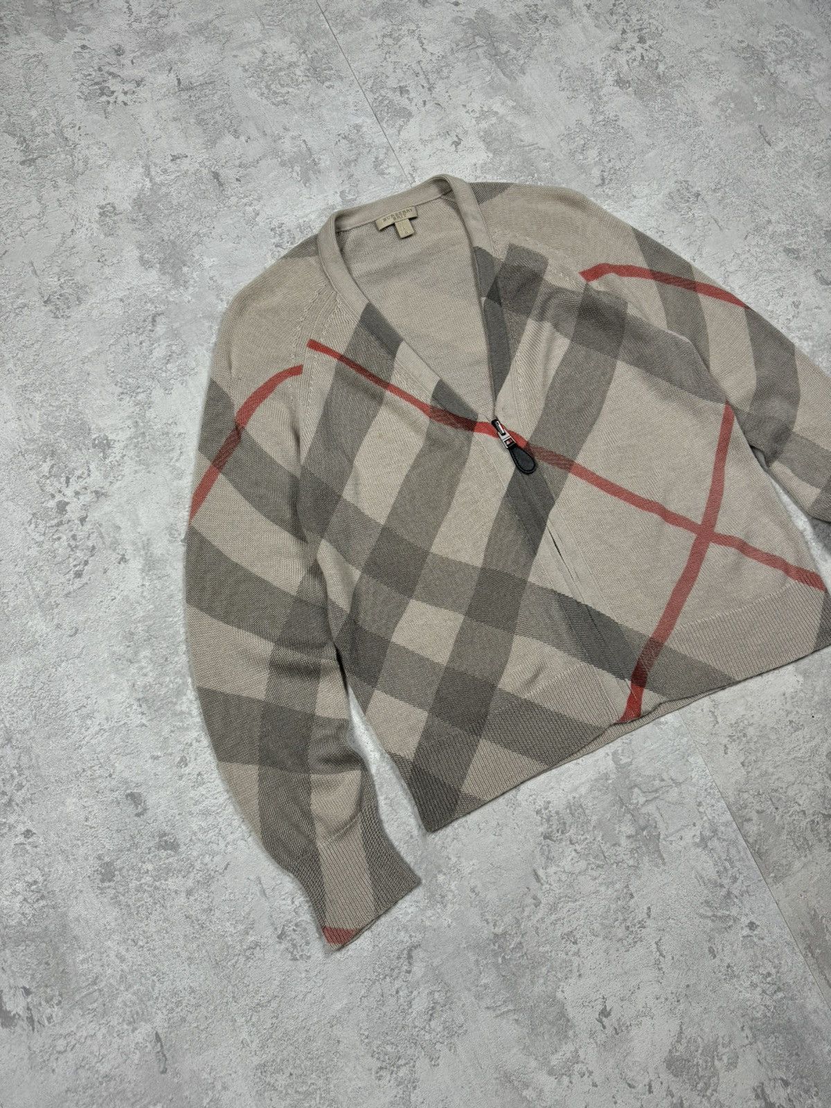 Burberry Women's Burberry Nova Check Wool Zip Cardigan Size L Size L / US 10 / IT 46 - 2 Thumbnail