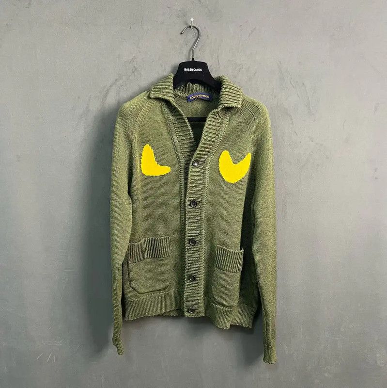 Louis Vuitton Louis Vuitton Green Cardigan with Yellow Accents 0089 Size US L / EU 52-54 / 3 - 1 Thumbnail