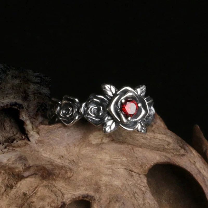 Jewelry × Vintage Retro Red Heart Rose Ring Size ONE SIZE - 3 Thumbnail