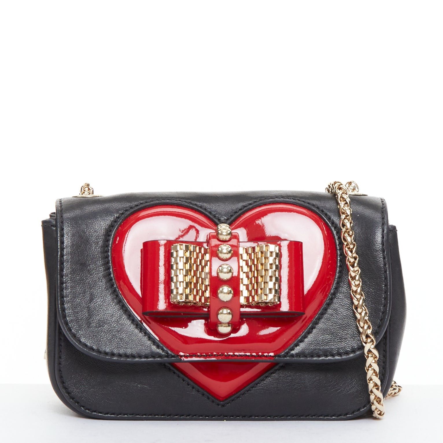 Christian Louboutin CHRISTIAN LOUBOUTIN Sweet Charity Heart black leather red patent mini crossbody bag Size ONE SIZE - 1 Thumbnail